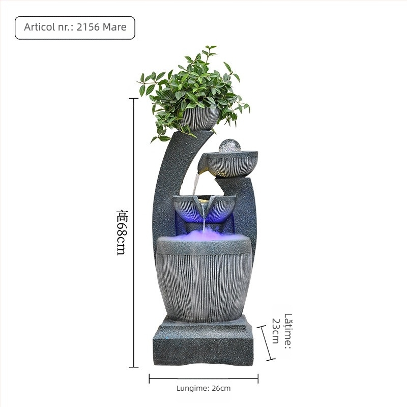 Fântână decorativă din rășină cu apă curgătoare și minge Feng Shui, decor pentru birou sau living, lucrată manual, brand Qijotao, cadou ideal pentru nuntă