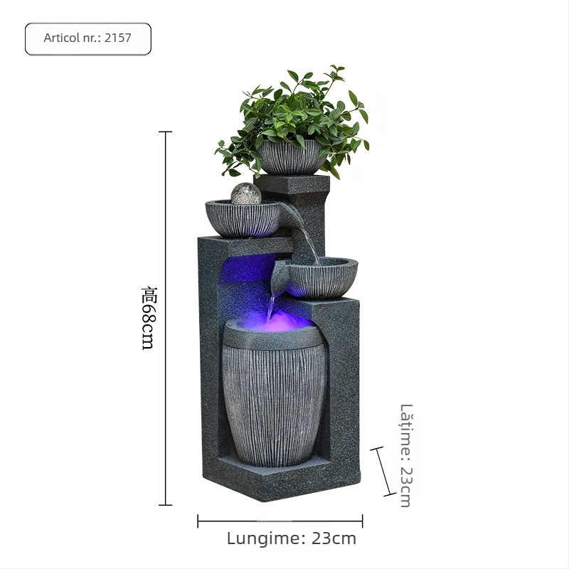 Fântână decorativă din rășină cu apă curgătoare și minge Feng Shui, decor pentru birou sau living, lucrată manual, brand Qijotao, cadou ideal pentru nuntă