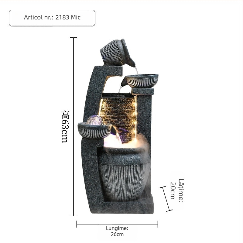 Fântână decorativă din rășină cu apă curgătoare și minge Feng Shui, decor pentru birou sau living, lucrată manual, brand Qijotao, cadou ideal pentru nuntă