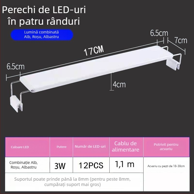 Lampa LED impermeabilă pentru acvariu cu stativ – iluminare profesională, eficiență energetică, pentru amenajări ale acvariului