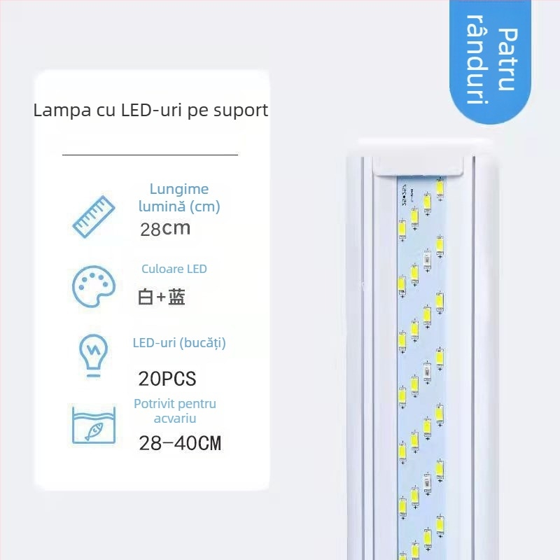 Lampa LED impermeabilă pentru acvariu cu stativ – iluminare profesională, eficiență energetică, pentru amenajări ale acvariului