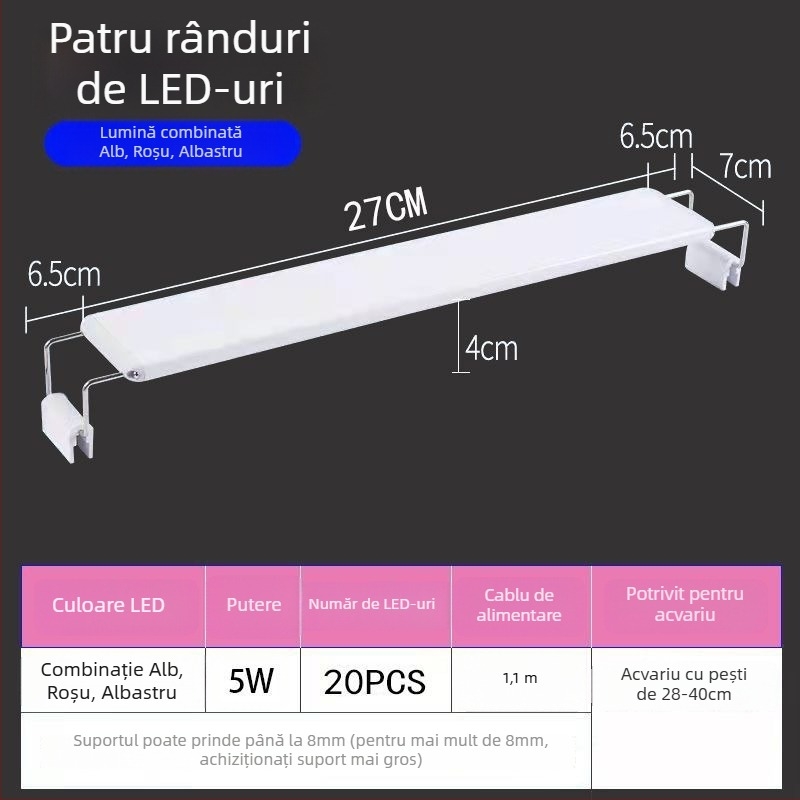 Lampa LED impermeabilă pentru acvariu cu stativ – iluminare profesională, eficiență energetică, pentru amenajări ale acvariului