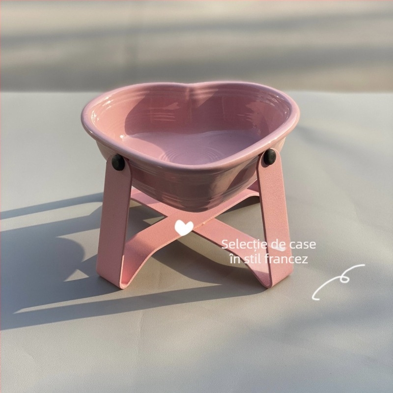 Bol ceramic pentru animale de companie, în formă de inimă, pentru pisici și câini mici