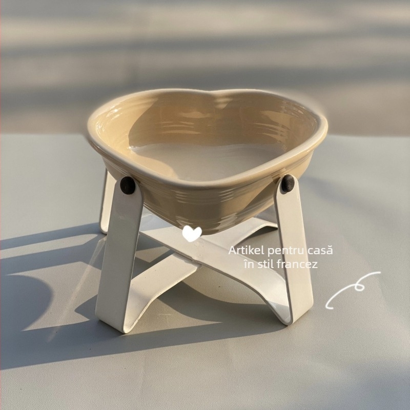 Bol ceramic pentru animale de companie, în formă de inimă, pentru pisici și câini mici