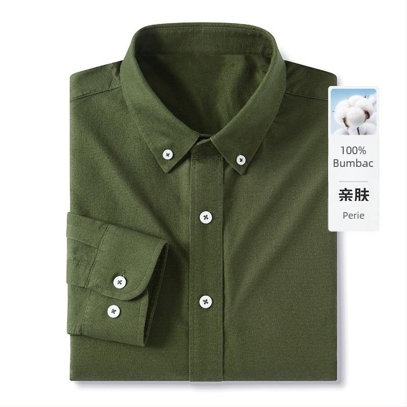 Cămașă din bumbac 100% cu finisaj brushed, guler rever, decor cu buzunar, culoare uni, respirabilă și evacuează umezeala.