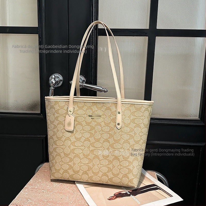 Geantă Tote pentru femei, material PU, căptușeală poliester, închidere cu fermoar, formă orizontală pătrată, buzunar intern cu fermoar