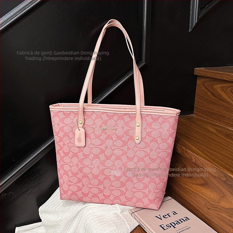 Geantă Tote pentru femei, material PU, căptușeală poliester, închidere cu fermoar, formă orizontală pătrată, buzunar intern cu fermoar