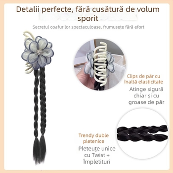 Perucă cu coadă împletită – realizare manuală, sârmă termorezistentă, model Grab braids, nu poate fi vopsită