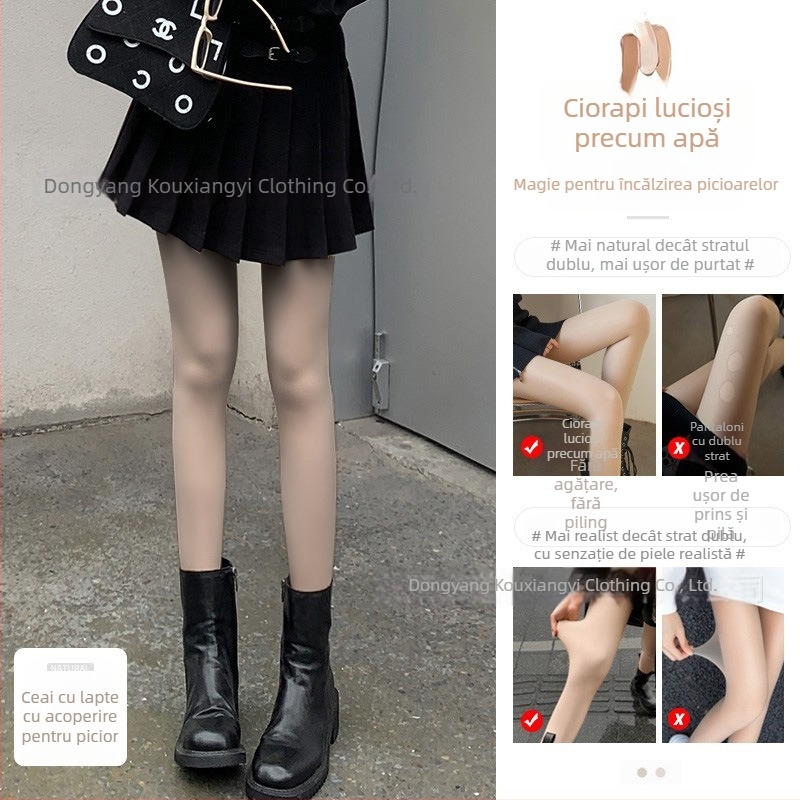 Colanți pentru femei din nailon, căptușiți cu fleece, groși, fără cusături, lungime integrală, toamnă-iarnă