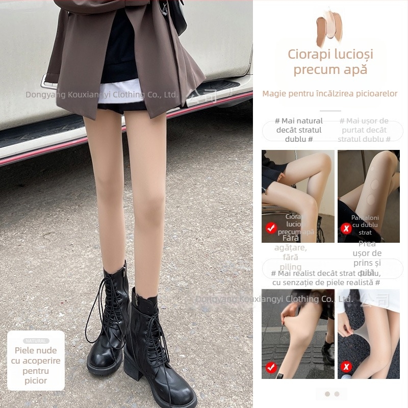 Colanți pentru femei din nailon, căptușiți cu fleece, groși, fără cusături, lungime integrală, toamnă-iarnă