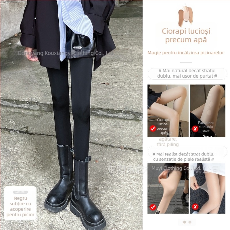 Colanți pentru femei din nailon, căptușiți cu fleece, groși, fără cusături, lungime integrală, toamnă-iarnă