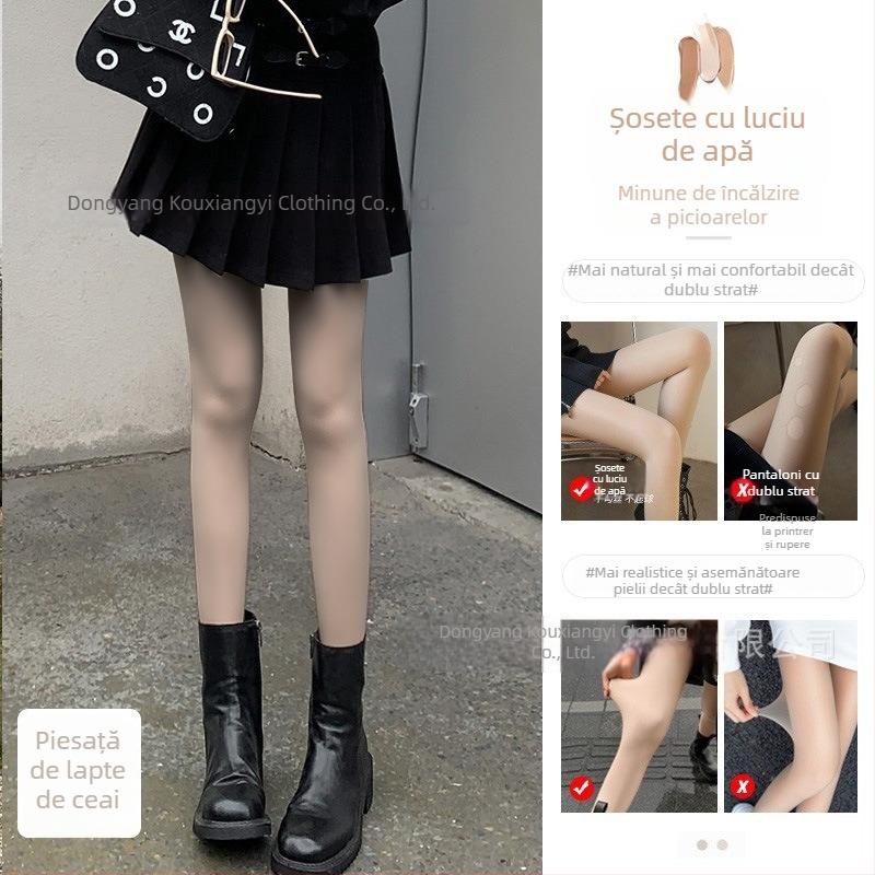 Colanți pentru femei din nailon, căptușiți cu fleece, groși, fără cusături, lungime integrală, toamnă-iarnă