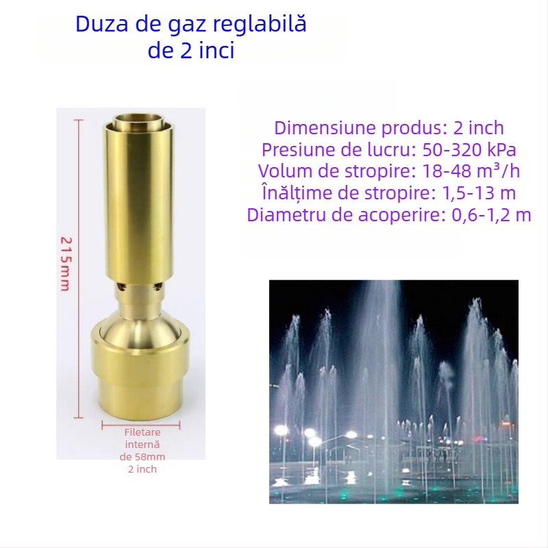 Duza de fântână - din cupru integral, coloană de jad, pentru amenajări peisagistice cu apă, brand Dingxuan