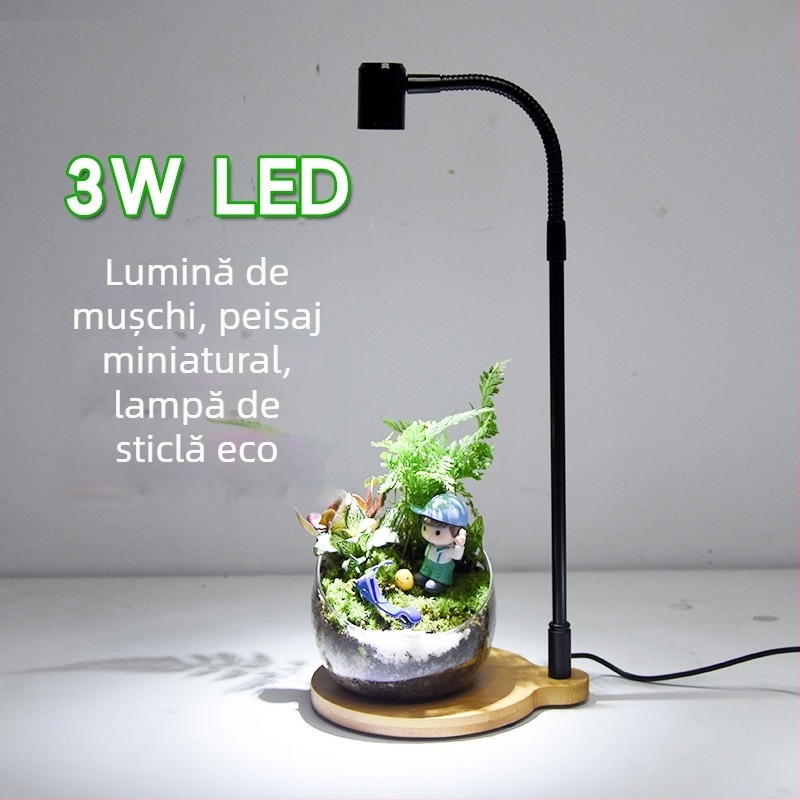 Lampă LED de creștere a plantelor pentru suculente și plante în ghivece – spectru complet, 3W, 0,5 kg