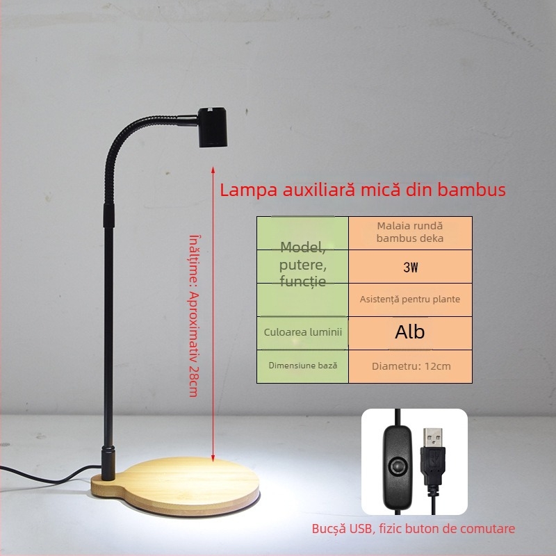Lampă LED de creștere a plantelor pentru suculente și plante în ghivece – spectru complet, 3W, 0,5 kg