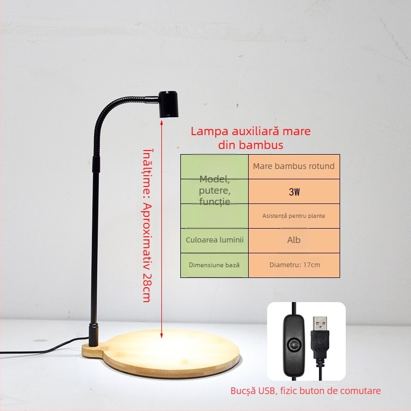 Lampă LED de creștere a plantelor pentru suculente și plante în ghivece – spectru complet, 3W, 0,5 kg