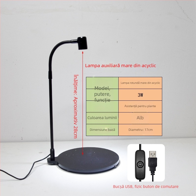 Lampă LED de creștere a plantelor pentru suculente și plante în ghivece – spectru complet, 3W, 0,5 kg