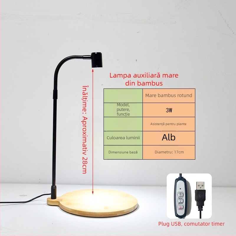 Lampă LED de creștere a plantelor pentru suculente și plante în ghivece – spectru complet, 3W, 0,5 kg