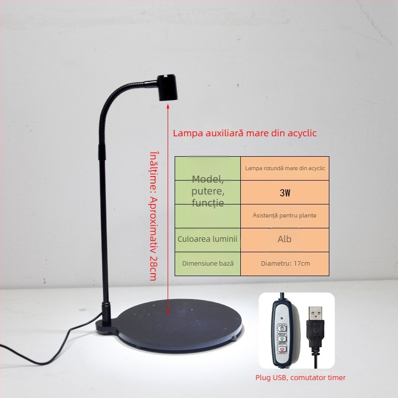 Lampă LED de creștere a plantelor pentru suculente și plante în ghivece – spectru complet, 3W, 0,5 kg