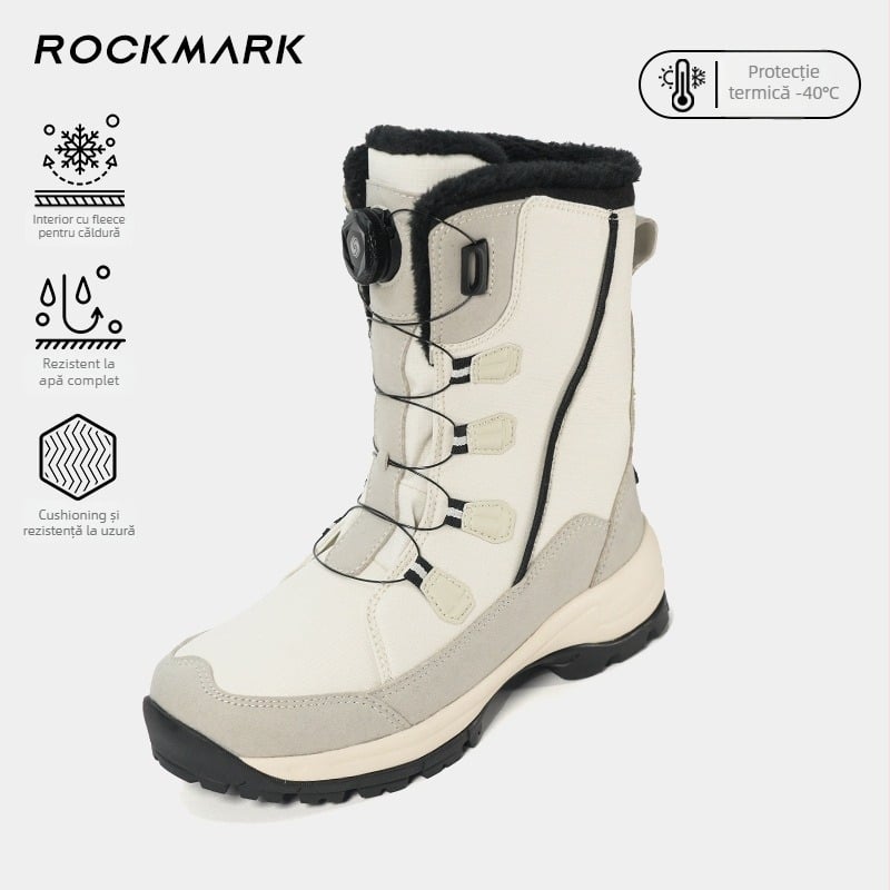 Ghete de iarnă pentru copii din velur impermeabil, căptușite cu fleece, până la gleznă, talpă antiderapantă