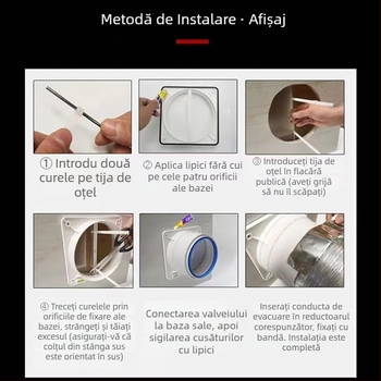 Supapă de sens invers pentru bucătărie, universală, cu corp din sticlă, pentru canalul de fum prin perete – accesorii hotă