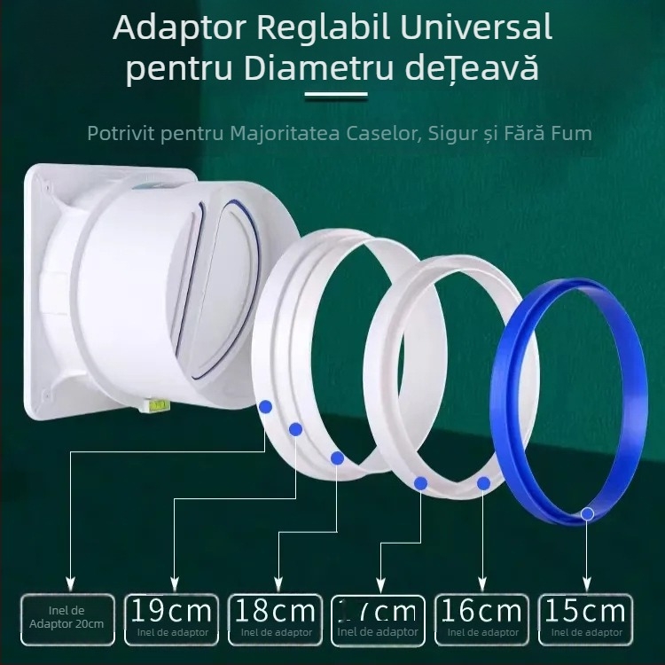 Supapă de sens invers pentru bucătărie, universală, cu corp din sticlă, pentru canalul de fum prin perete – accesorii hotă