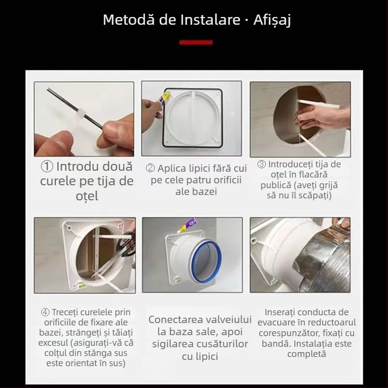 Supapă de sens invers pentru bucătărie, universală, cu corp din sticlă, pentru canalul de fum prin perete – accesorii hotă