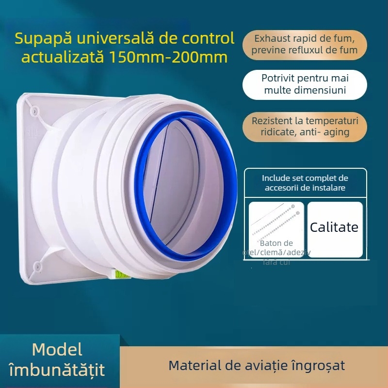 Supapă de sens invers pentru bucătărie, universală, cu corp din sticlă, pentru canalul de fum prin perete – accesorii hotă