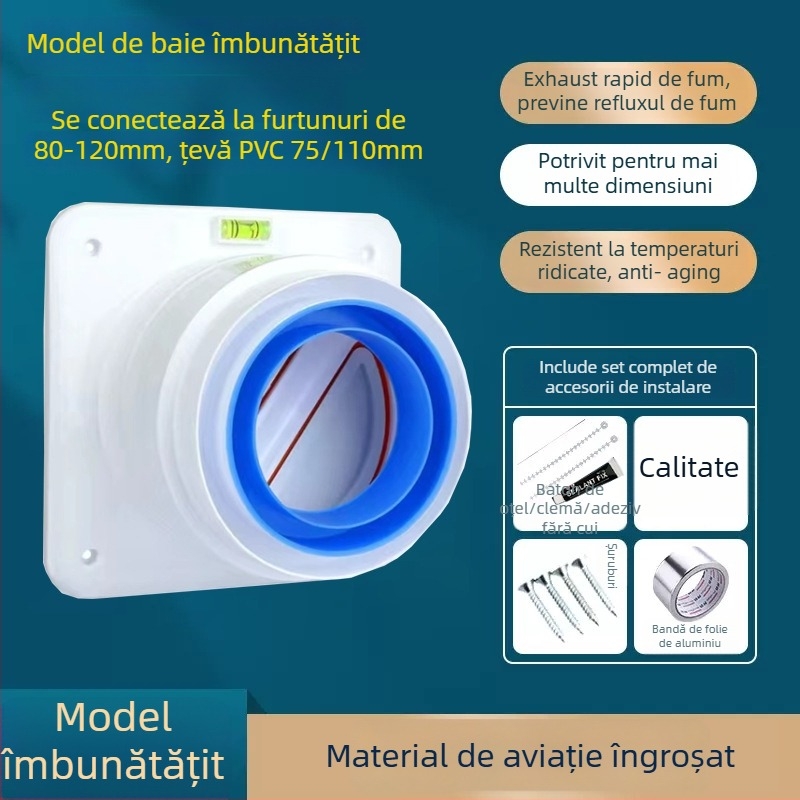 Supapă de sens invers pentru bucătărie, universală, cu corp din sticlă, pentru canalul de fum prin perete – accesorii hotă