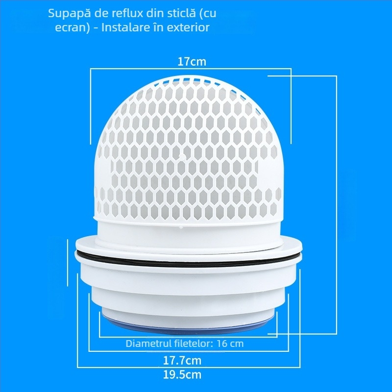 Valvă de sens invers pentru bucătărie prin perete, pentru hotă din sticlă, plastic, stil modern minimalist