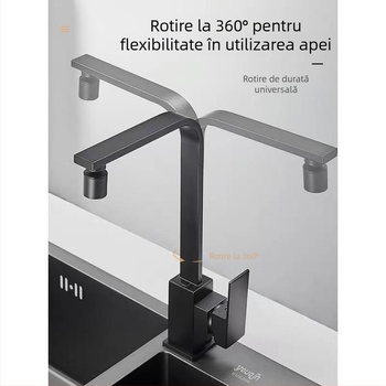 Robinet de bucătărie din oțel inoxidabil, modelul 10090, amestecător, montaj tip șa, cartuș ceramic