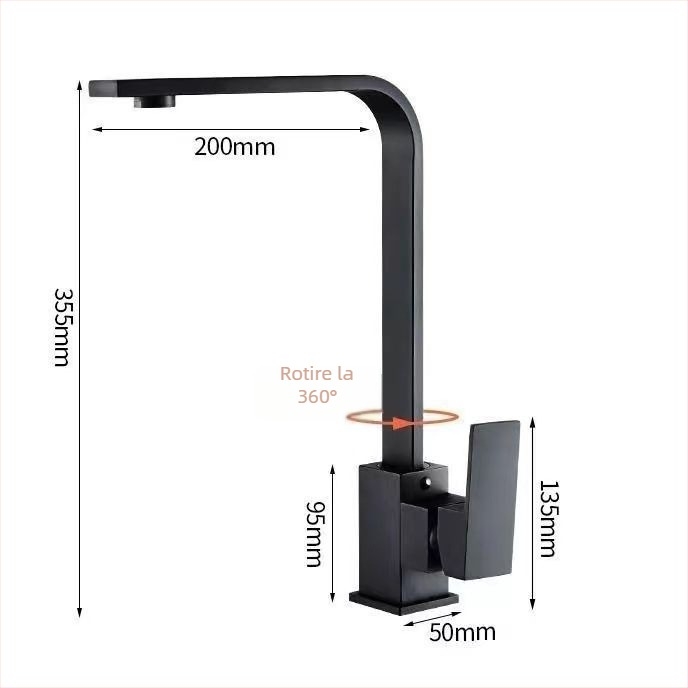 Robinet de bucătărie din oțel inoxidabil, modelul 10090, amestecător, montaj tip șa, cartuș ceramic