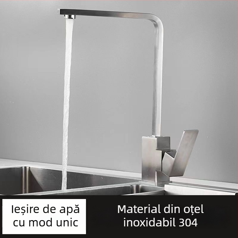 Robinet de bucătărie din oțel inoxidabil, modelul 10090, amestecător, montaj tip șa, cartuș ceramic
