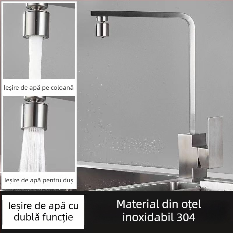 Robinet de bucătărie din oțel inoxidabil, modelul 10090, amestecător, montaj tip șa, cartuș ceramic