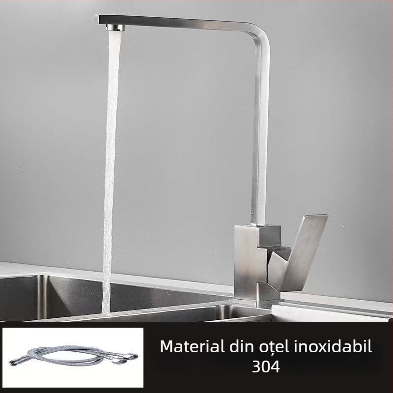 Robinet de bucătărie din oțel inoxidabil, modelul 10090, amestecător, montaj tip șa, cartuș ceramic