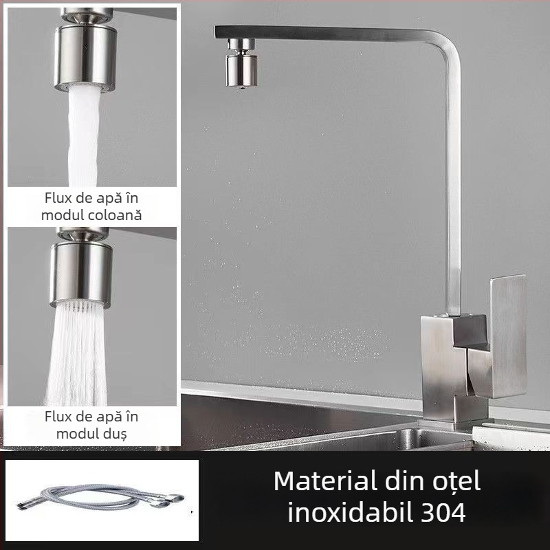 Robinet de bucătărie din oțel inoxidabil, modelul 10090, amestecător, montaj tip șa, cartuș ceramic