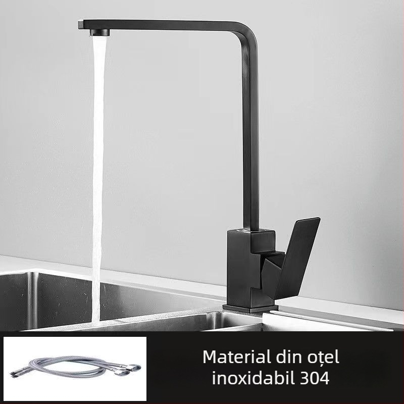 Robinet de bucătărie din oțel inoxidabil, modelul 10090, amestecător, montaj tip șa, cartuș ceramic