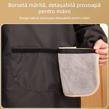 Șorț cu mâneci lungi pentru bărbați, PVC, impermeabil și rezistent la ulei, model geometric abstract, stil japonez