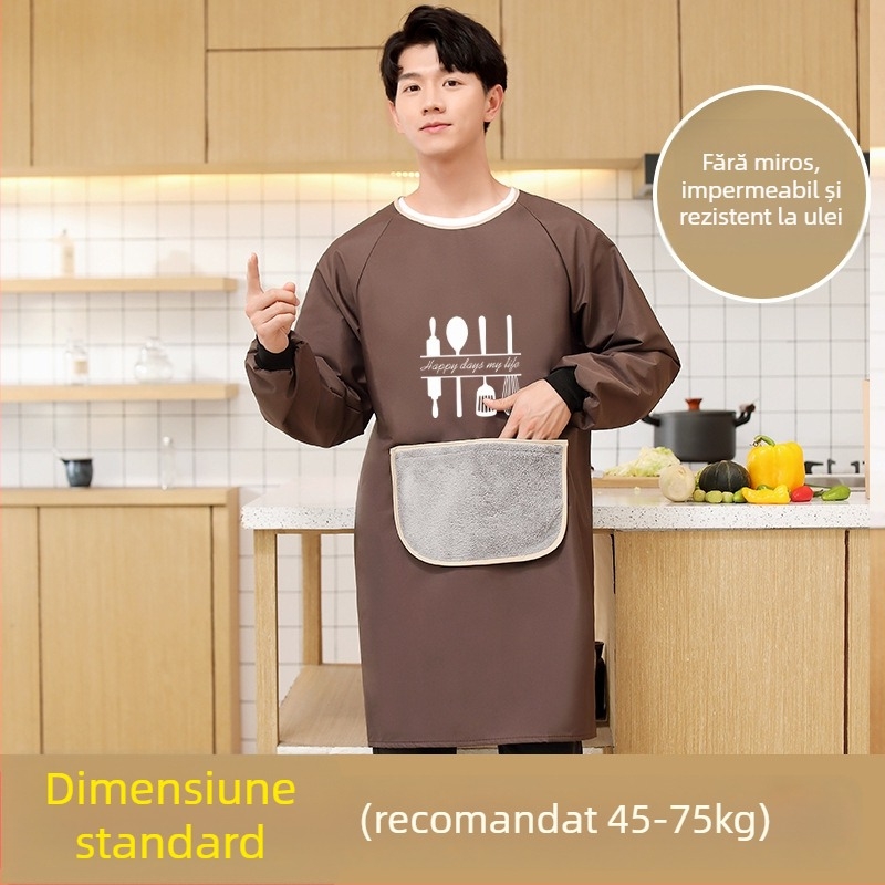 Șorț cu mâneci lungi pentru bărbați, PVC, impermeabil și rezistent la ulei, model geometric abstract, stil japonez