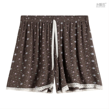 Set pijamale în stil coreean: imprimeu floral mic, modal, rib tricot, guler rotund