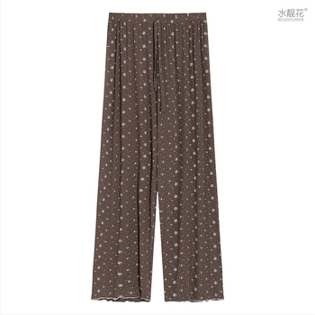 Set pijamale în stil coreean: imprimeu floral mic, modal, rib tricot, guler rotund