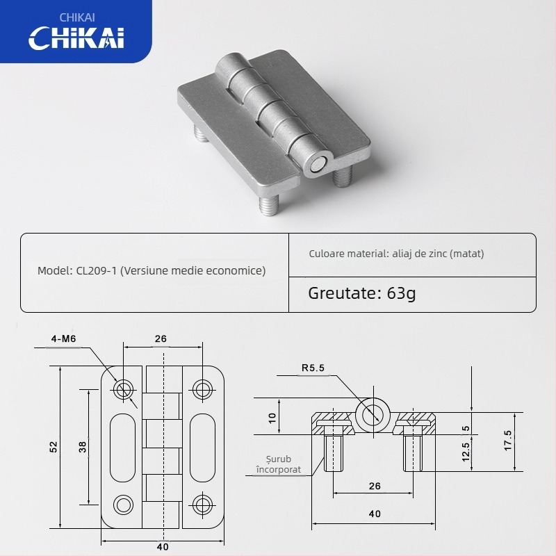 Balama CL209 pentru cutii de distribuție, din aliaj de zinc; modele CL209-1, CL209-A, CL209-1C; material: aliaj de zinc; finisaj de suprafață: electroplacare și polisare; marcă: Chikai