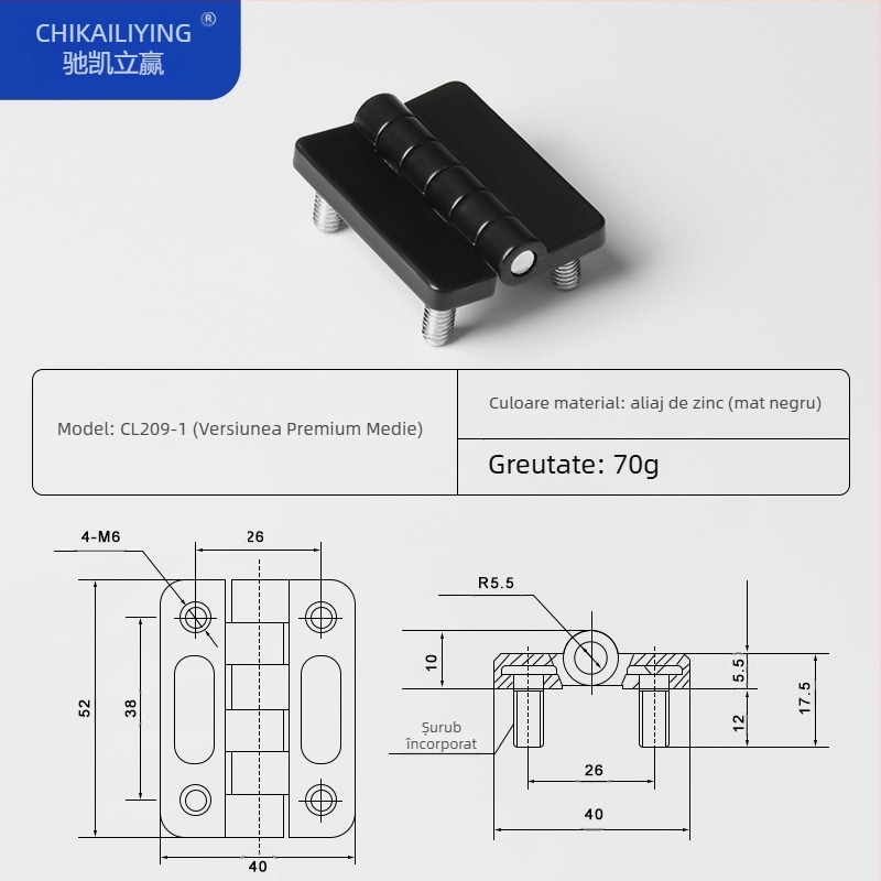 Balama CL209 pentru cutii de distribuție, din aliaj de zinc; modele CL209-1, CL209-A, CL209-1C; material: aliaj de zinc; finisaj de suprafață: electroplacare și polisare; marcă: Chikai