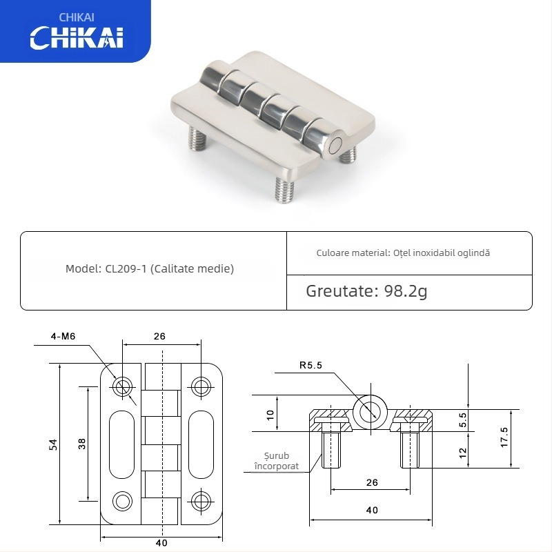 Balama CL209 pentru cutii de distribuție, din aliaj de zinc; modele CL209-1, CL209-A, CL209-1C; material: aliaj de zinc; finisaj de suprafață: electroplacare și polisare; marcă: Chikai