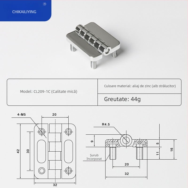 Balama CL209 pentru cutii de distribuție, din aliaj de zinc; modele CL209-1, CL209-A, CL209-1C; material: aliaj de zinc; finisaj de suprafață: electroplacare și polisare; marcă: Chikai