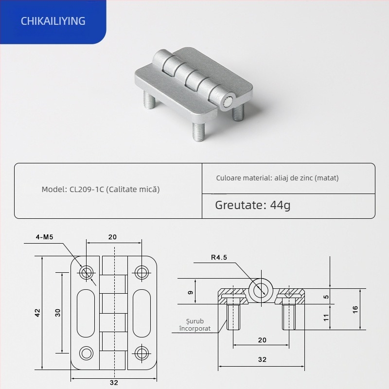 Balama CL209 pentru cutii de distribuție, din aliaj de zinc; modele CL209-1, CL209-A, CL209-1C; material: aliaj de zinc; finisaj de suprafață: electroplacare și polisare; marcă: Chikai