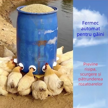 Hrănitor automat pentru găini cu protecție împotriva rozătoarelor, construcție din plastic, set complet de alimentare automată, potrivit pentru acvariu