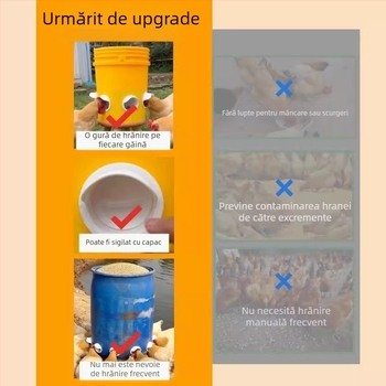 Hrănitor automat pentru găini cu protecție împotriva rozătoarelor, construcție din plastic, set complet de alimentare automată, potrivit pentru acvariu