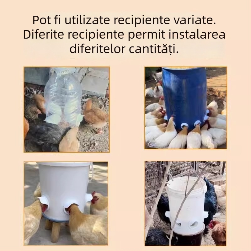 Hrănitor automat pentru găini cu protecție împotriva rozătoarelor, construcție din plastic, set complet de alimentare automată, potrivit pentru acvariu