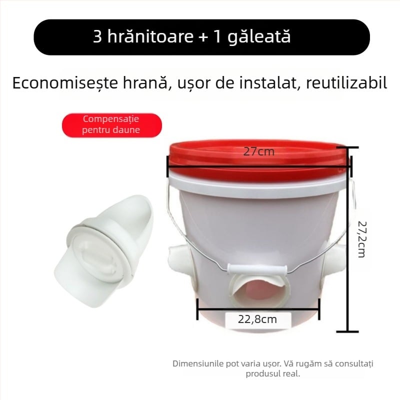 Hrănitor automat pentru găini cu protecție împotriva rozătoarelor, construcție din plastic, set complet de alimentare automată, potrivit pentru acvariu